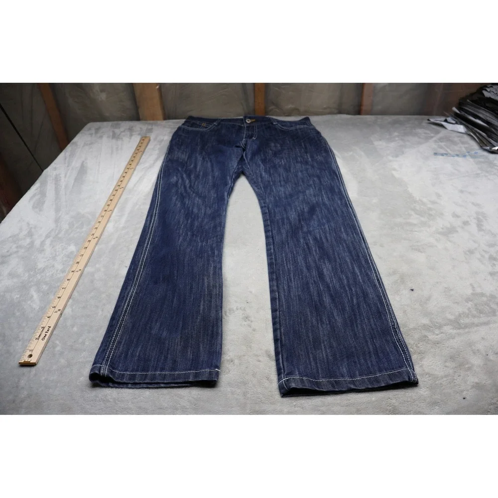 Southpole Jeans Men 34x33 Dark Wash Blue Contrast Denim Straight Relax Boot Y2K‎